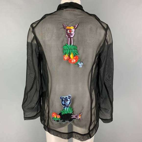 WALTER VAN BEIRENDONCK SS 16 Black Multi-Color Silk Jacket - Picture 3 of 6